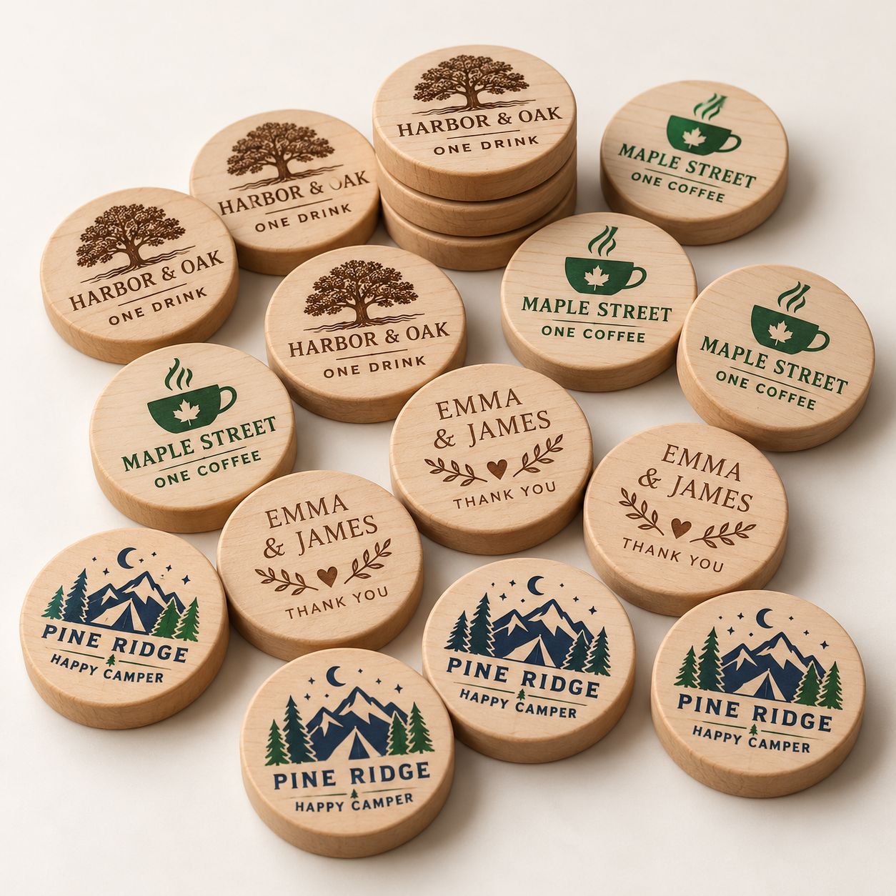 Custom Maple Tokens & Drink Chips
